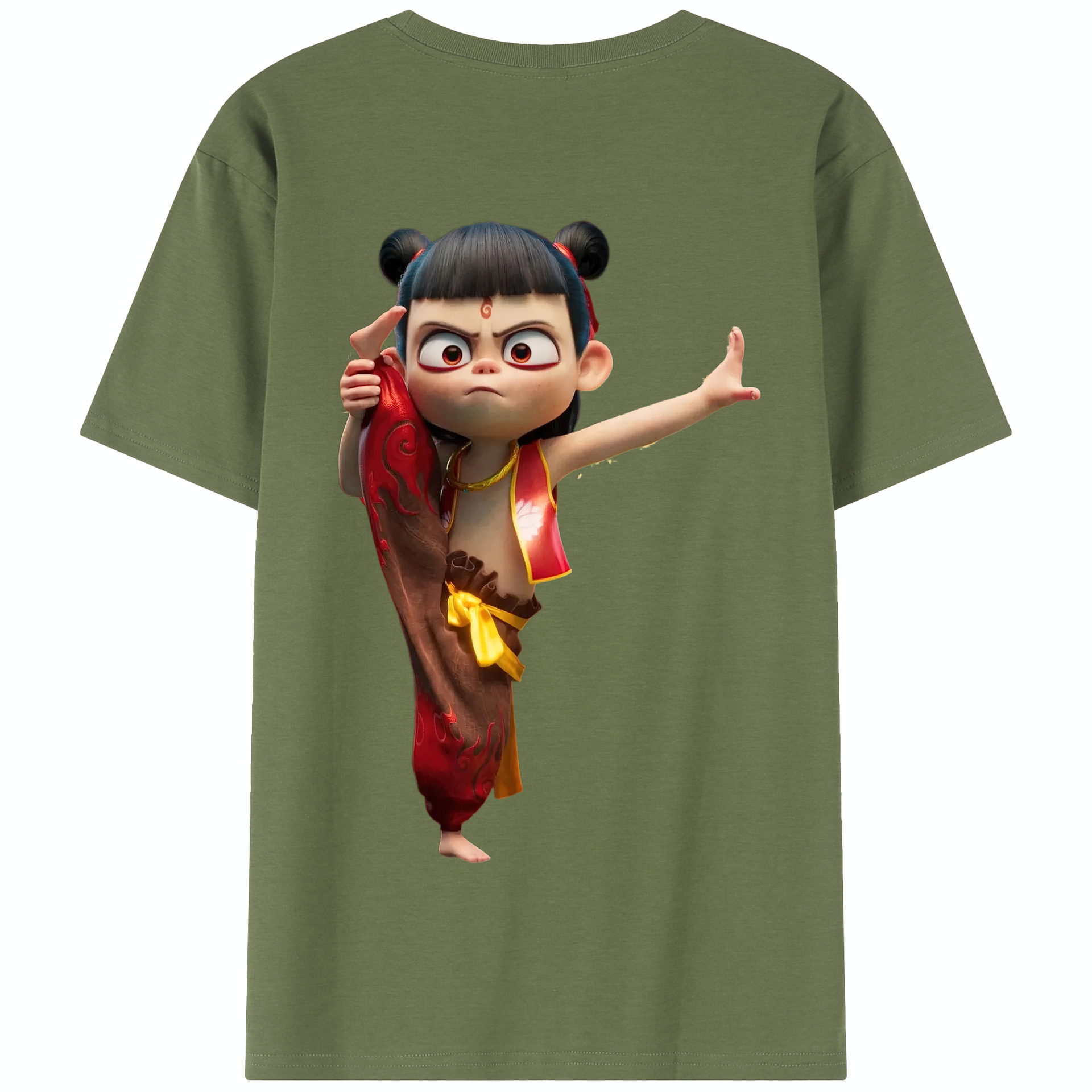 （画像用） Ne Zha 2 ナタ 魔童の大暴れ 綿100％半袖Tシャツ（背面プリント）